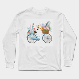 Biking with flowers Long Sleeve T-Shirt